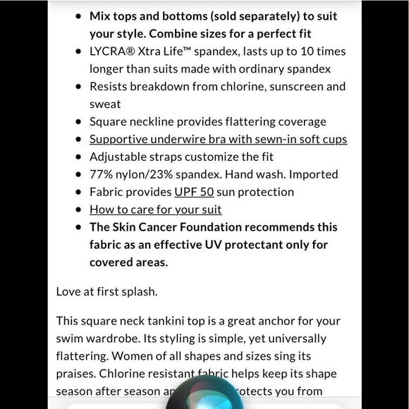 Land's End Plus Size Square Neck Land’s underwire tankini Black Various Sizes - Picture 6 of 11